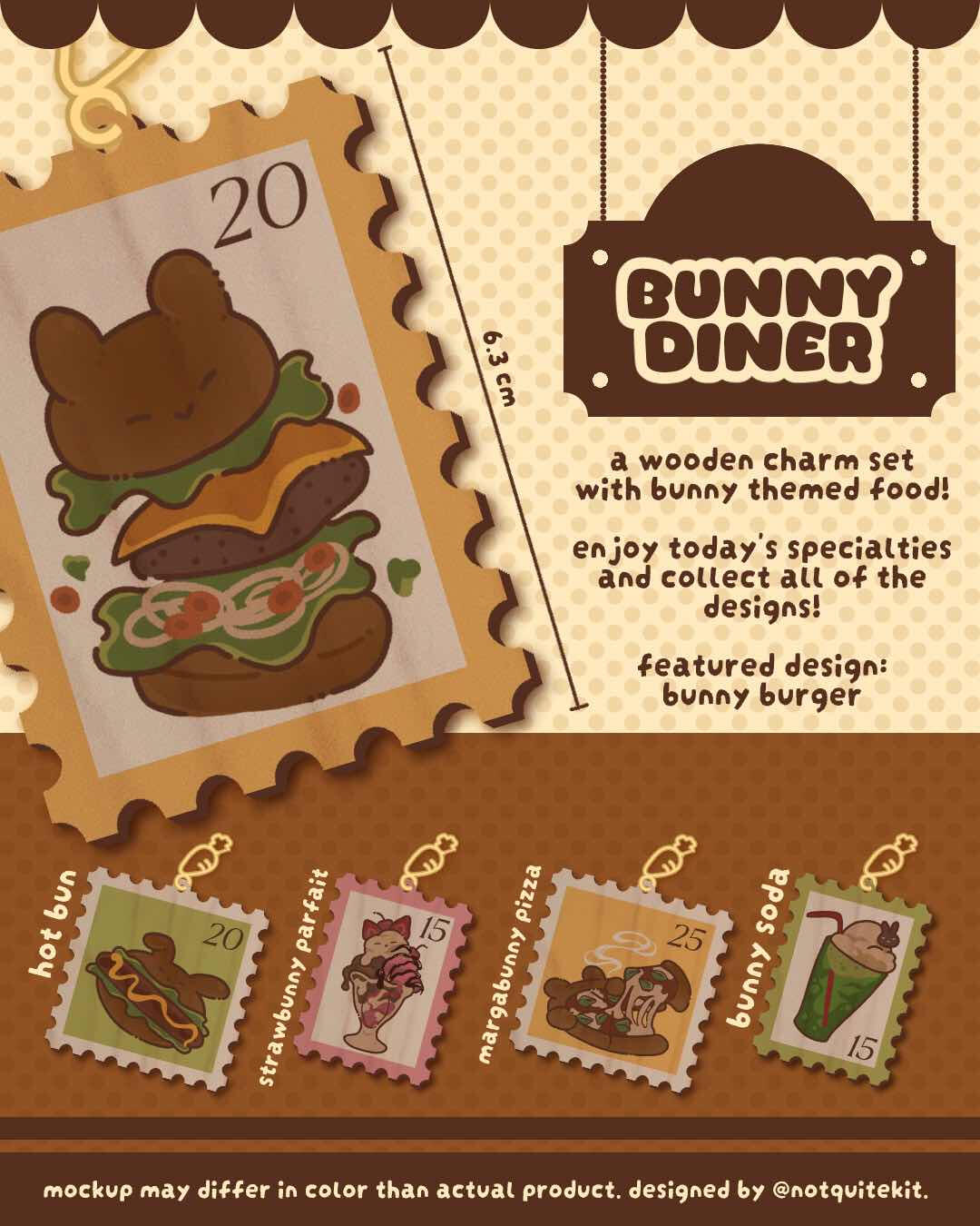 bunny diner wooden charm mockup